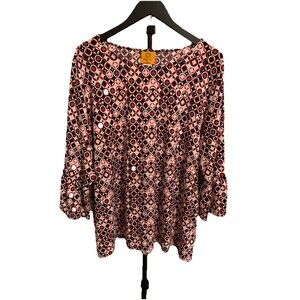 Ruby Rd Women Size 1X Top Pullover Stretch 3/4 Sleeves